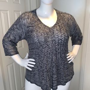 Live and Let Live navy/white V-neck sweater 3X